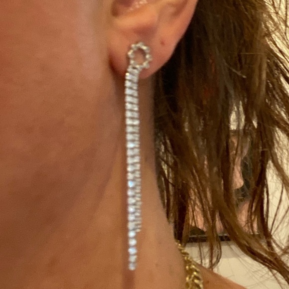 New Sterling silver Dangling double CZ Earrings